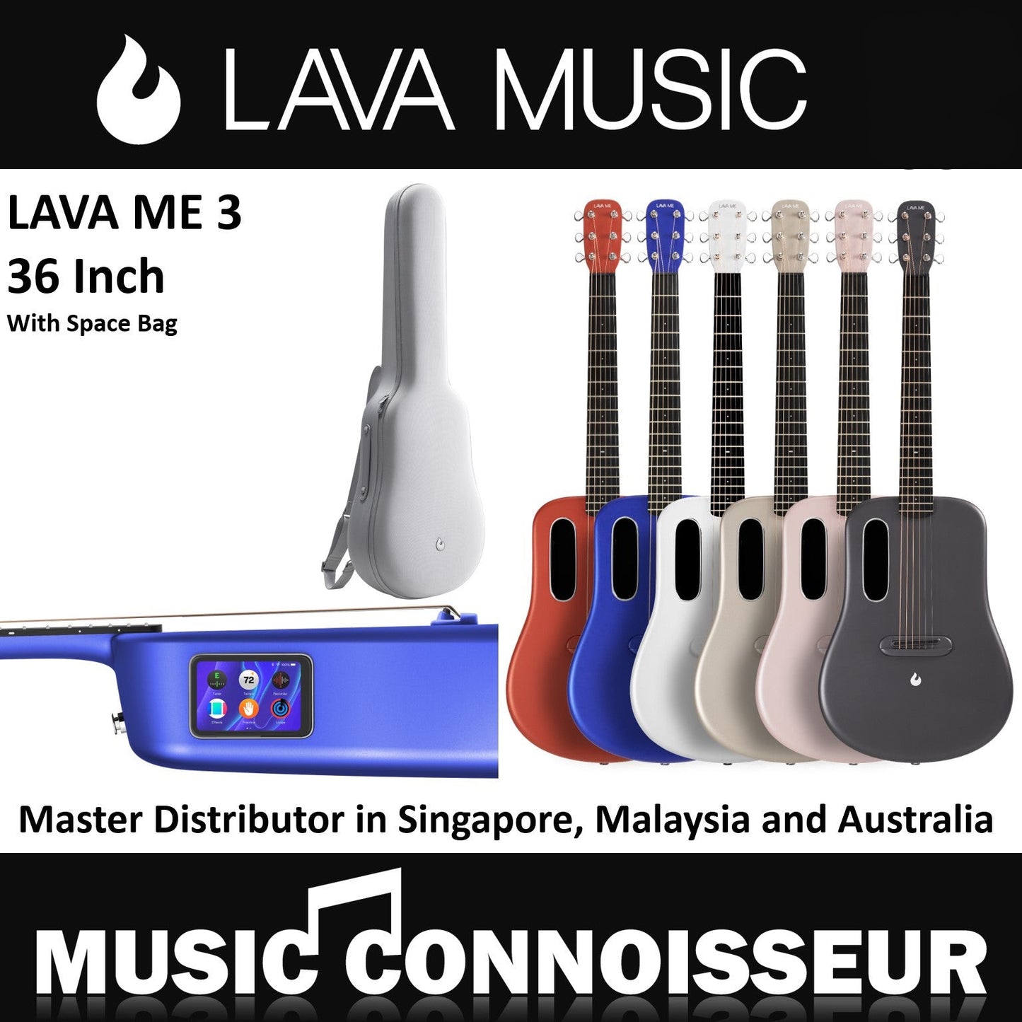 Lava Me 3 36" Smart Carbon Composite Guitar (Blue)