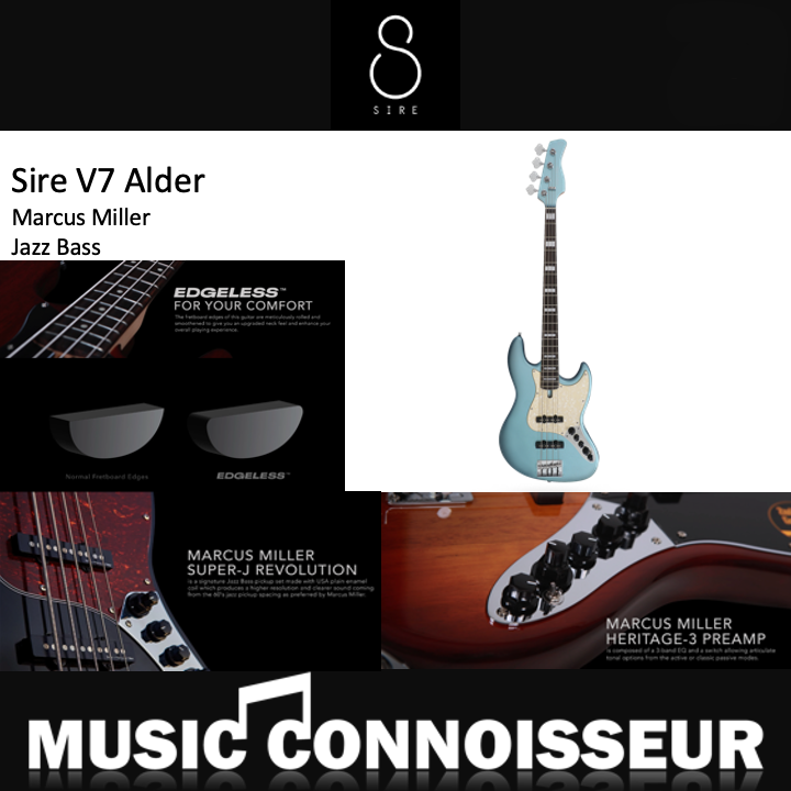 Sire Marcus Miller V7 Alder 4 Strings Bass (2nd Gen - Lake Placid Blue)
