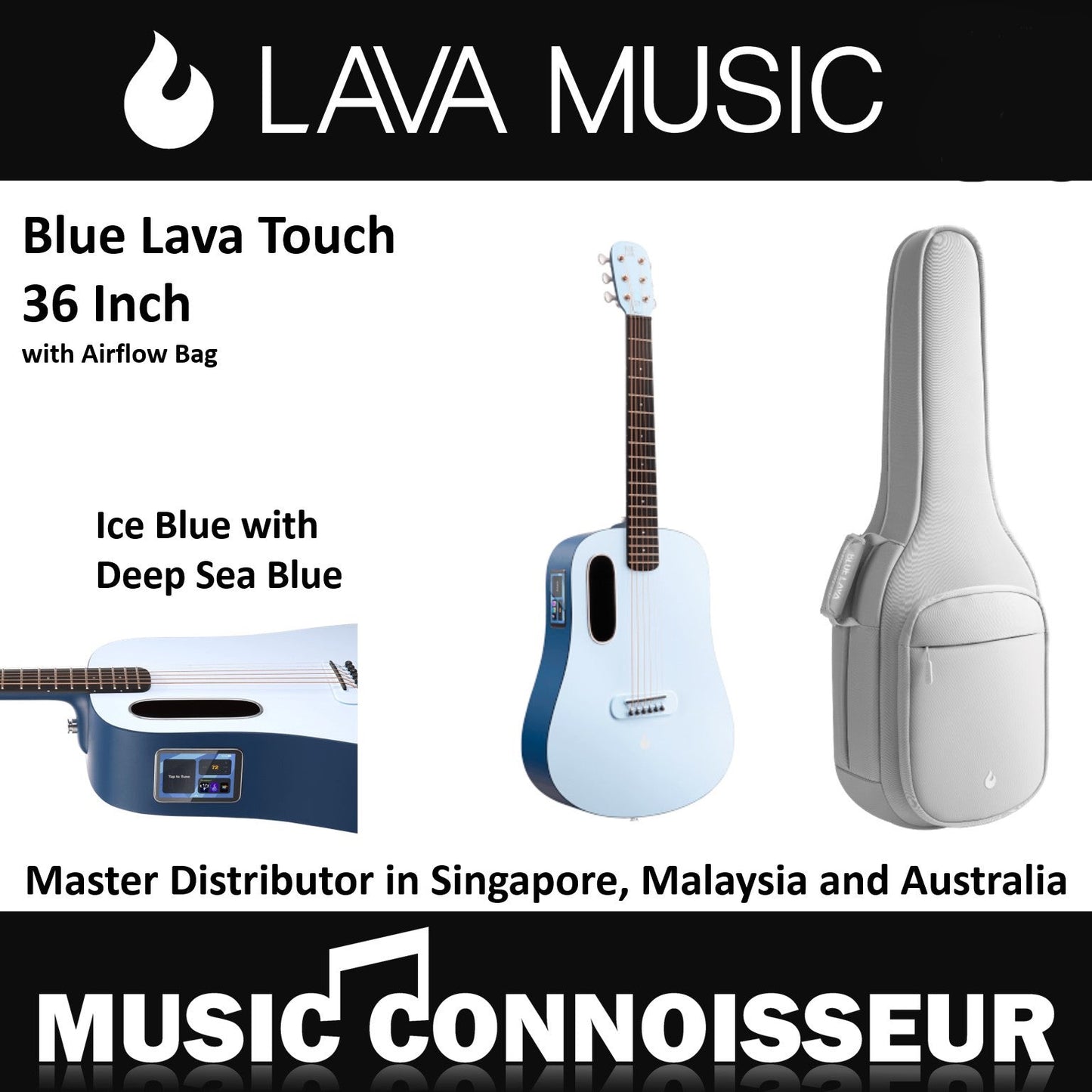 Blue Lava 36" Smart Guitar(Ice Blue with Deep Sea Blue) - Display