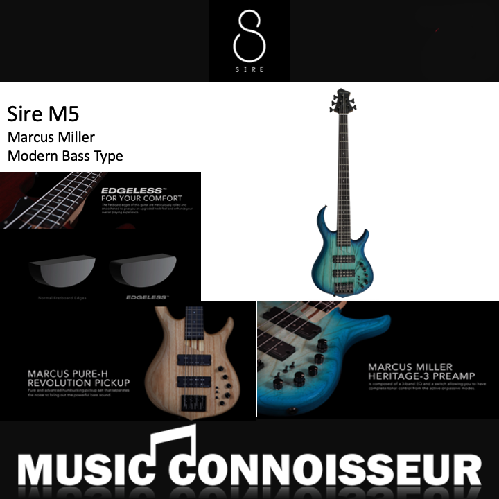 Sire Marcus Miller M5 Ash 5 Strings Bass (2nd Gen - Transparent Blue - Satin)