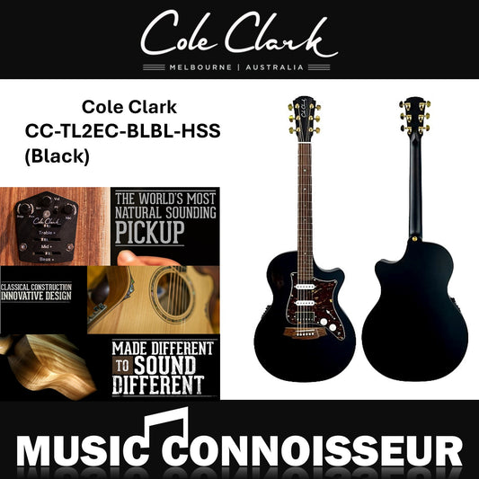 Cole Clark True Hybrid HSS Acoustic Electric Guitar (Black)