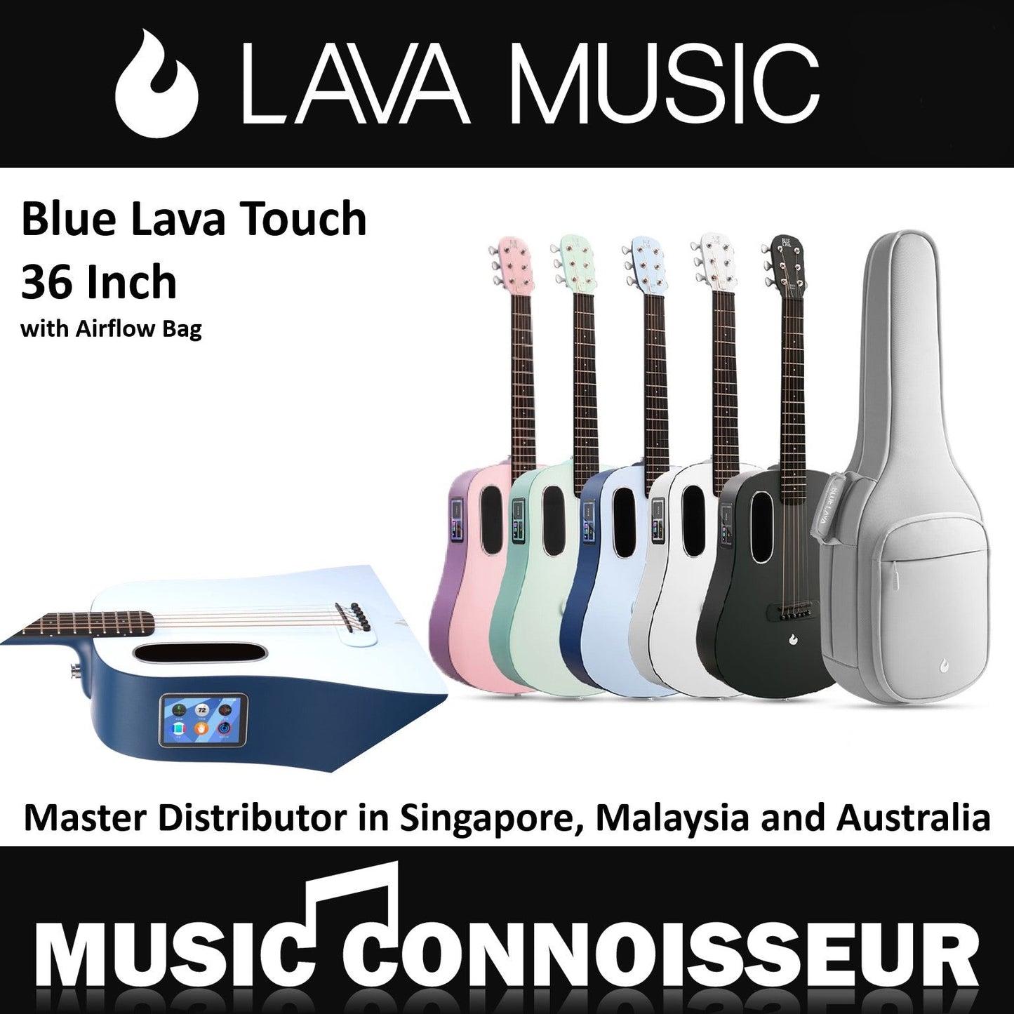 Blue Lava 36" Smart Guitar(Ice Blue with Deep Sea Blue) - Display