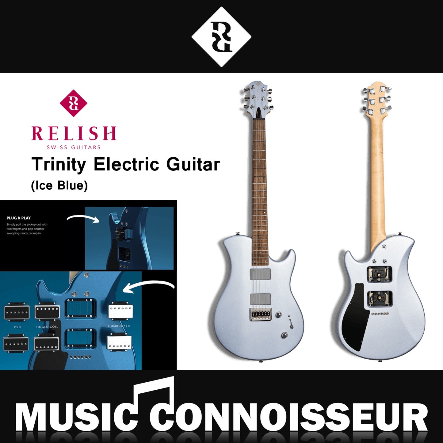 Relish Trinity Electric Guitar with Humbucker Pickup Set (Ice Blue)