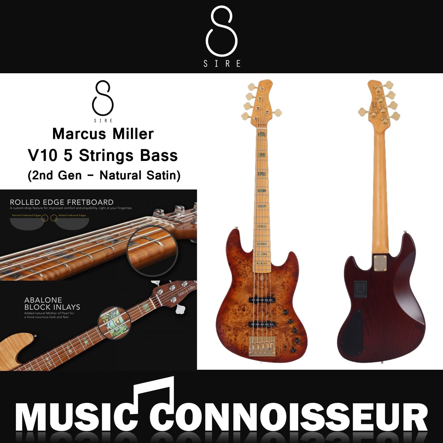Sire Marcus Miller V10 5 Strings Bass (2nd Gen - Natural Satin)