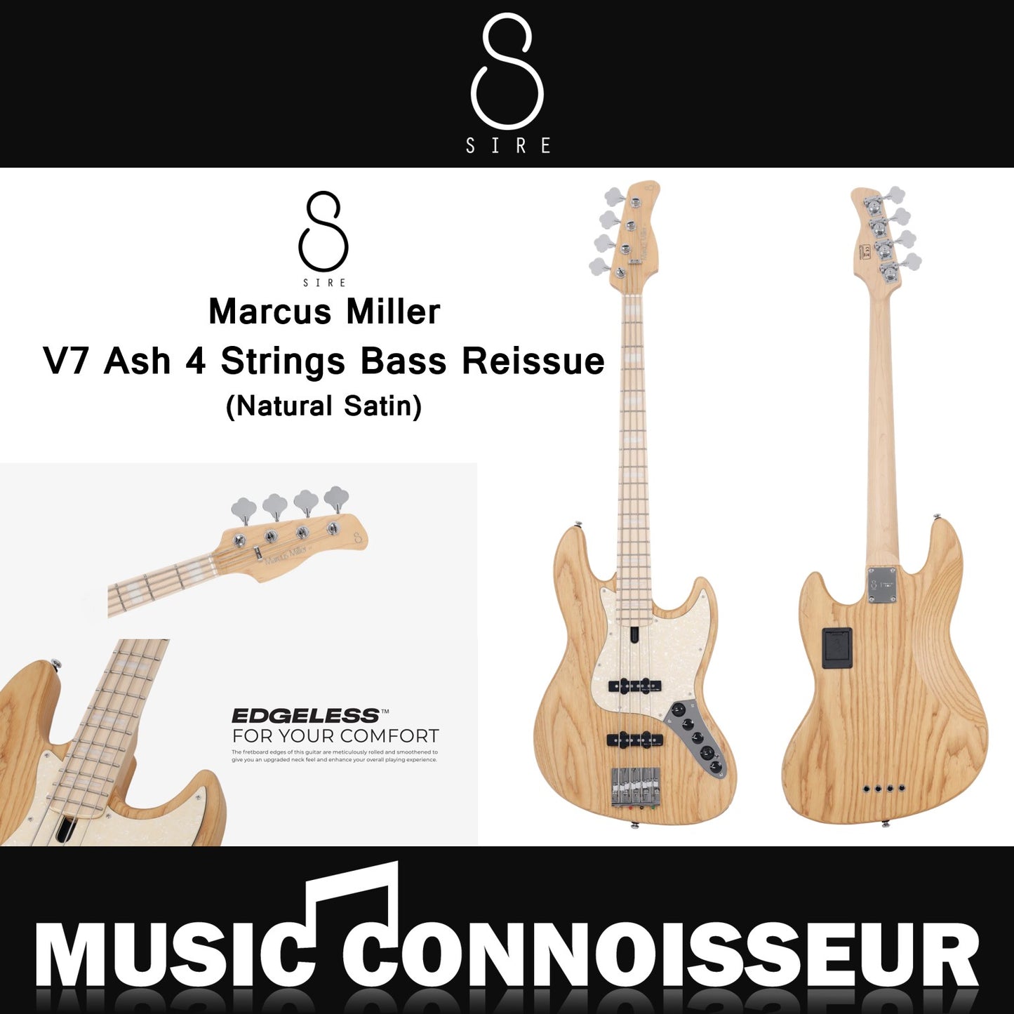 Sire Marcus Miller V7 Ash 4 Strings Bass Reissue (Natural Satin)
