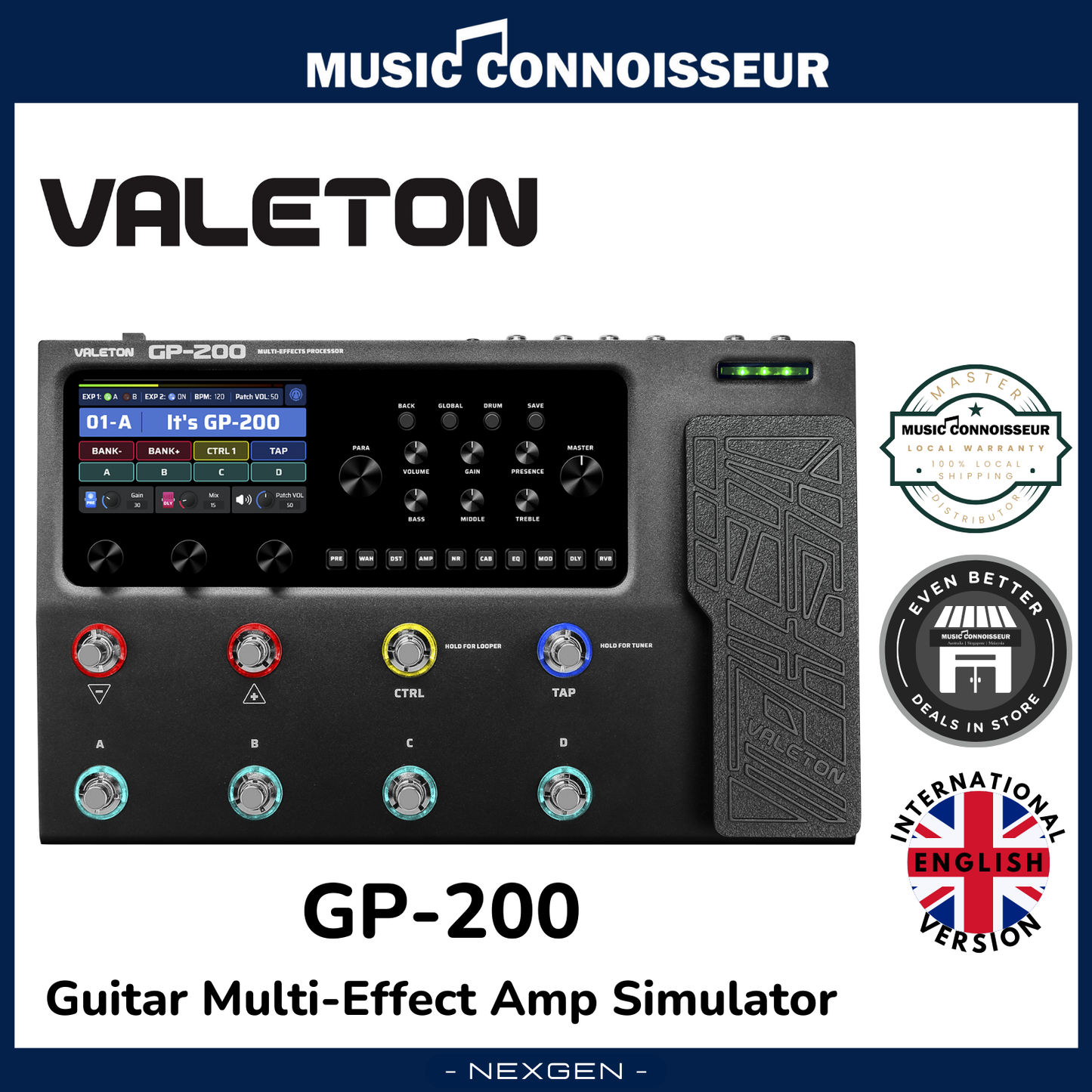 Valeton GP-200 Guitar Multi-Effect Amp Simulator (Black)