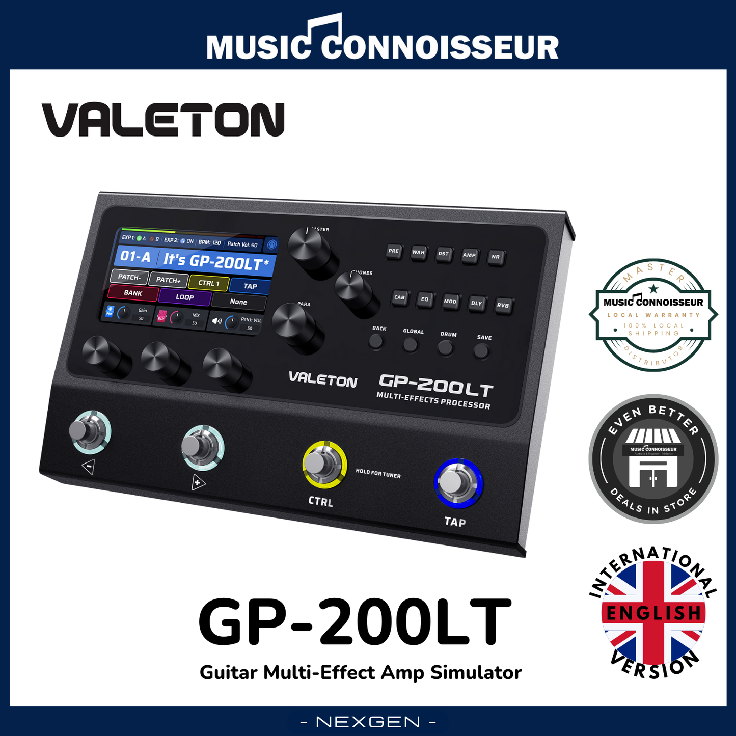 Valeton GP-200LT Guitar Multi-Effect Amp Simulator (Black)