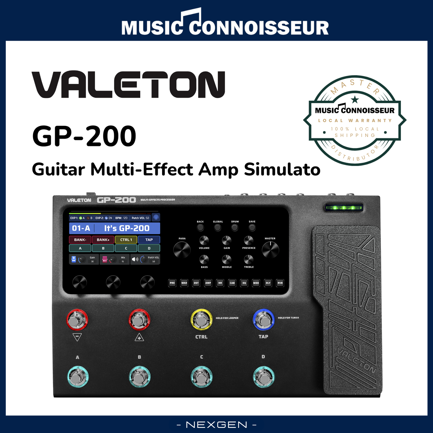 Valeton GP-200 Guitar Multi-Effect Amp Simulator (Black)